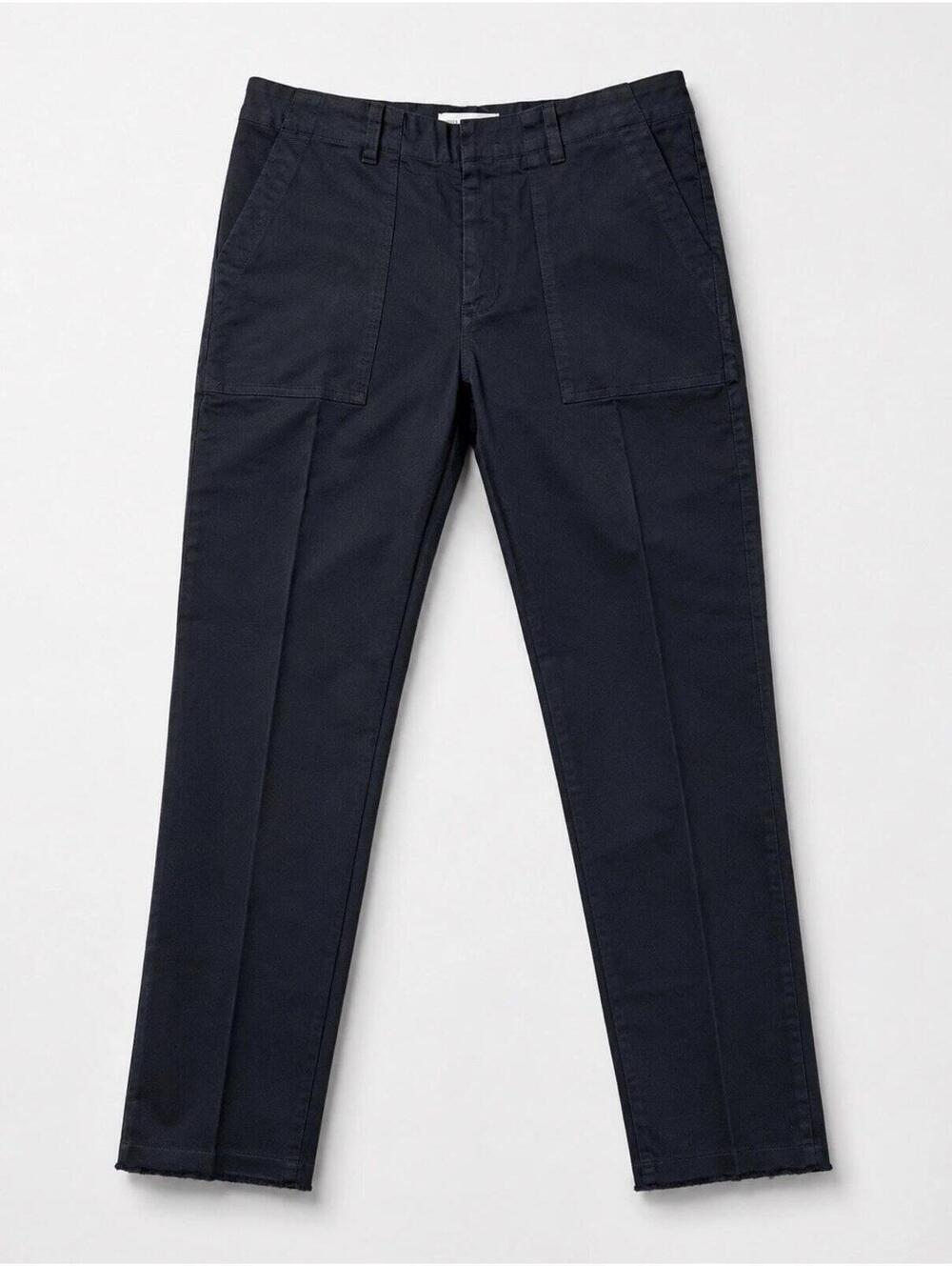 Nili Lotan Pants Size 6 Black Mid Rise Raw Hem Cotton Blend